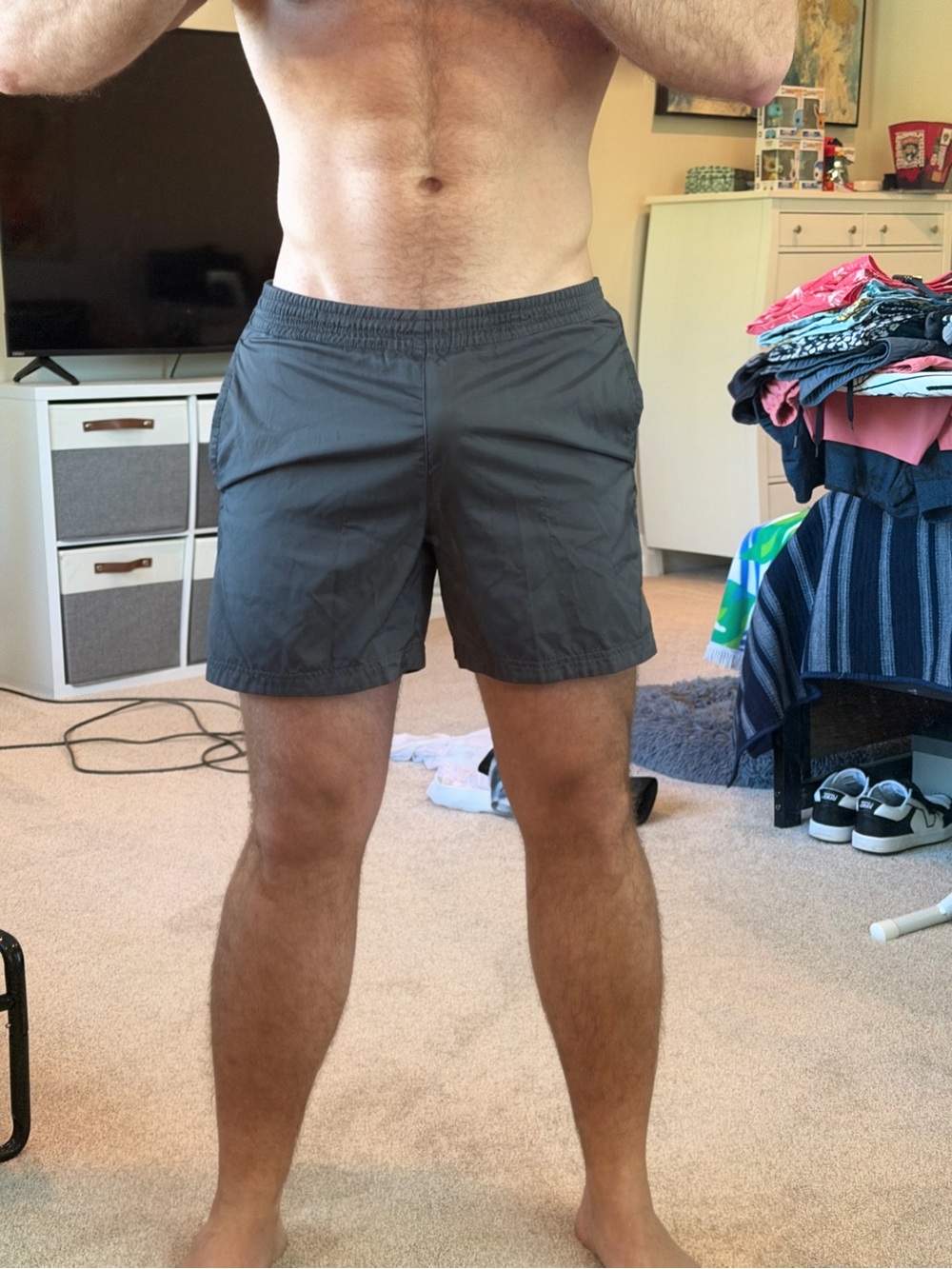 Men's Gray Adidas Athletic Shorts Large - Picture 3 of 4